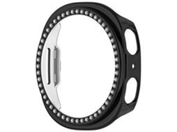 Capa Para Samsung Galaxy Watch 8/9 44mm, Protetora Em Pc Rígido Brilhante E Bumper Anti-impacto Preto Panoona