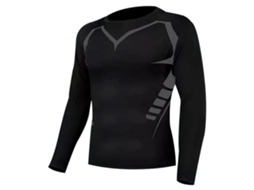 Camisola De Treino Masculina Manga Longa Tight Seca Rápido Para Academia Corrida Fitness Preta Xl