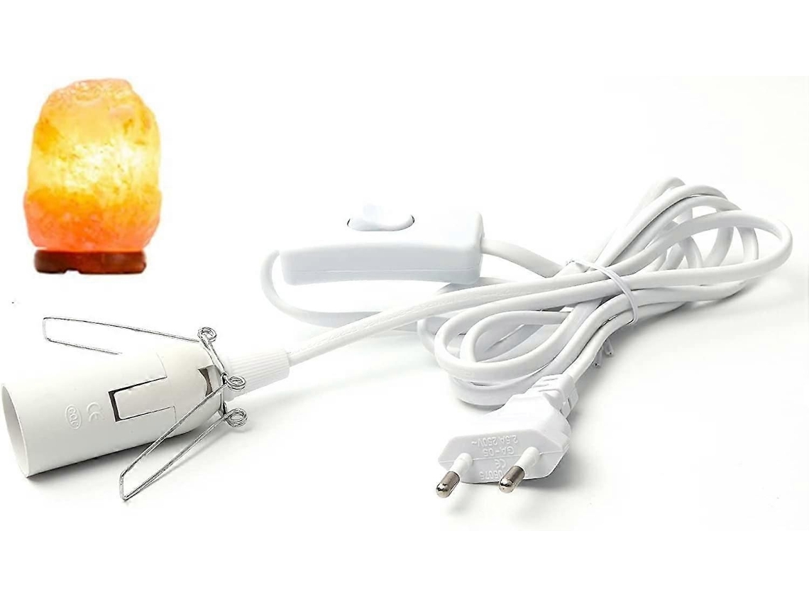 Cabo Para Luminária De Sal Com Interruptor, E14, 1,8 Metros, Branco