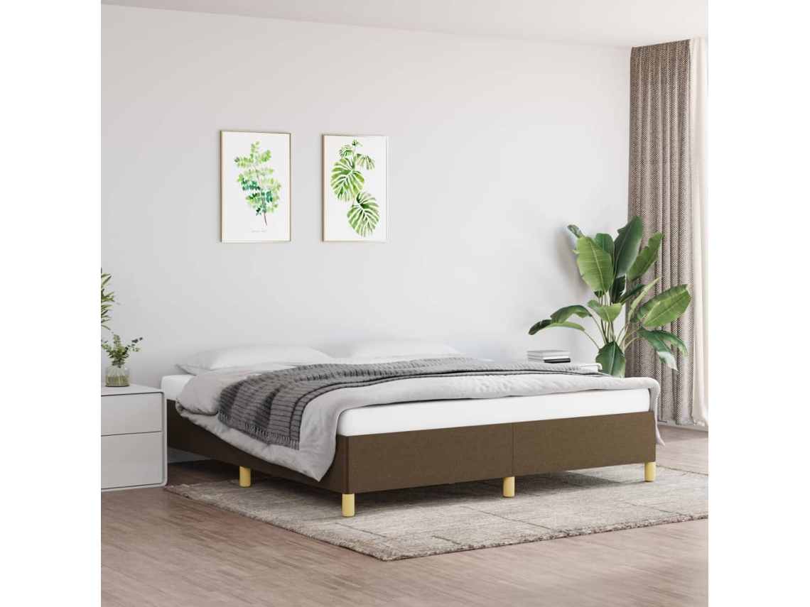 Estrutura De Cama Sem Colchão 160x200 Cm Tecido Castanho-escuro