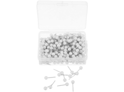 Conjunto de 300 tachininhas redondas de plástico branco com cabeça esférica para decoração e artesanato, fáceis de usar e