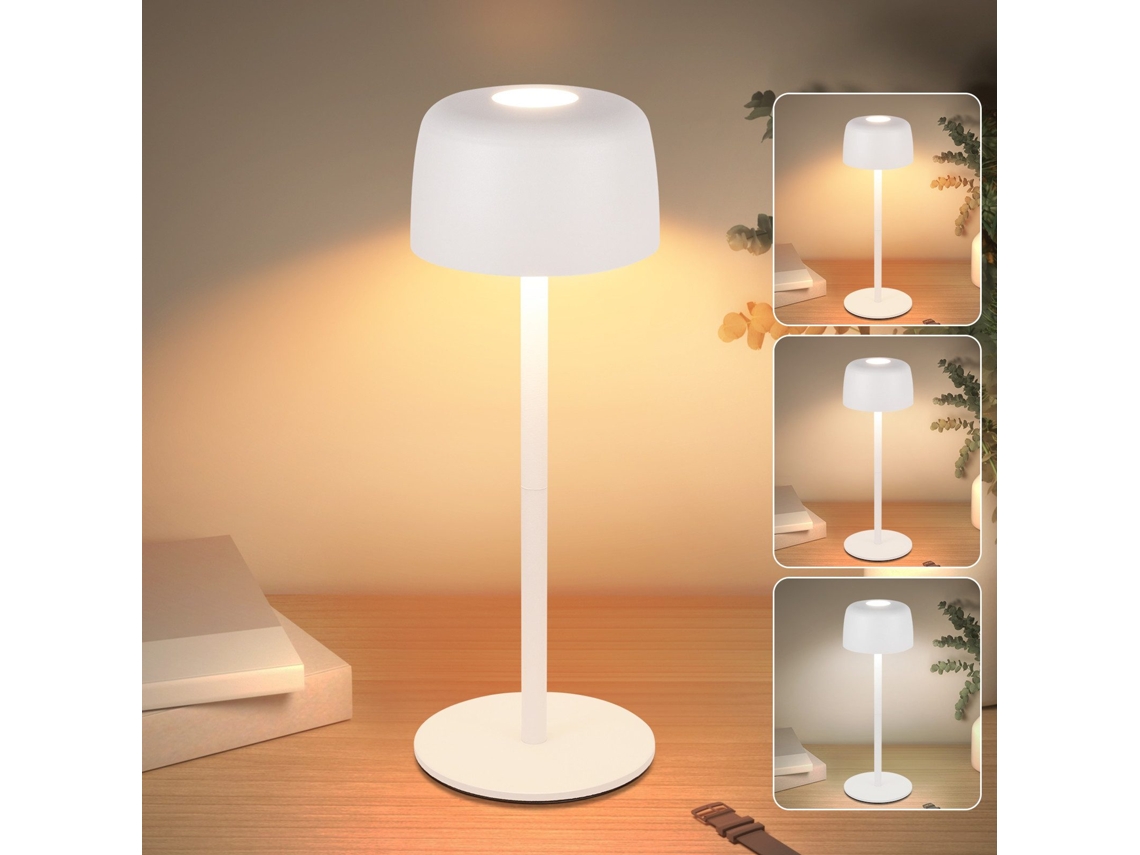 Nettlife Candeeiro De Secretária Led Sem Fios, Lâmpada De Cabeceira Sem Degraus Com Bateria, Regulável, Recarregável Por Usb-c, Para Casa