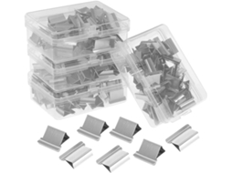 Kit de Clips de Papel Reutilizáveis, Plástico e Ferro, Cor Prata, para Mesa e Estudantes, Pacote com 4 Caixas