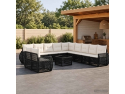 Vidaxl Conjunto De Sofá De Jardim 12 Unid. Preto E Branco Creme