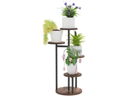 Suporte para Plantas Madeira e Aço, 5 Níveis, 5 Prateleiras, 43x43x70 Cm, Carbonizado | S/MARCA