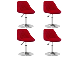 Vidaxl Cadeiras De Jantar Giratórias 4 Pcs Veludo Vermelho Tinto