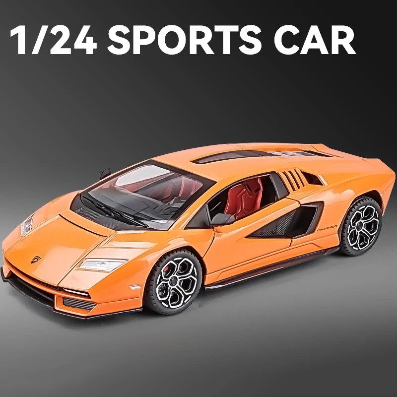 (laranja) Miniatura De Carro Supercarro Em Escala 1:24, Feita De Liga Metálica, Com Som E Luz.