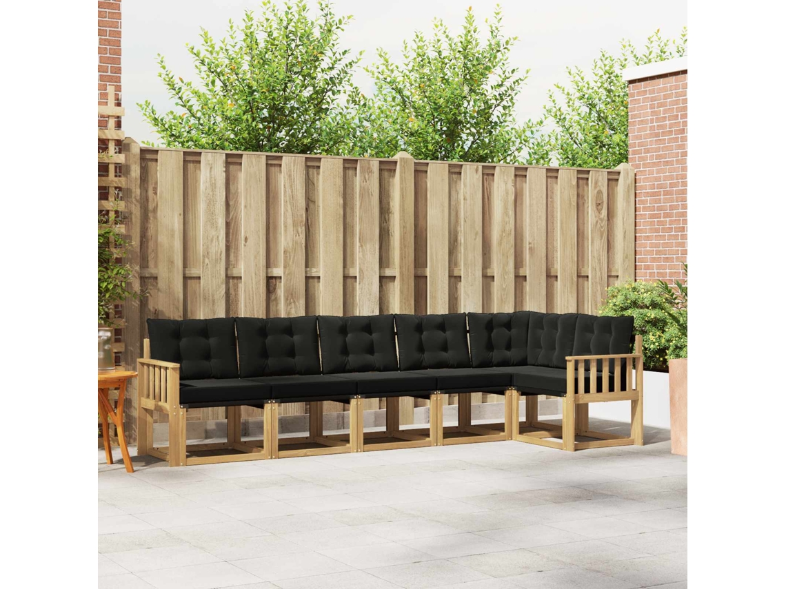 Vidaxl Conjunto De Sofás Para Exterior 6 Unid. Branco E Preto
