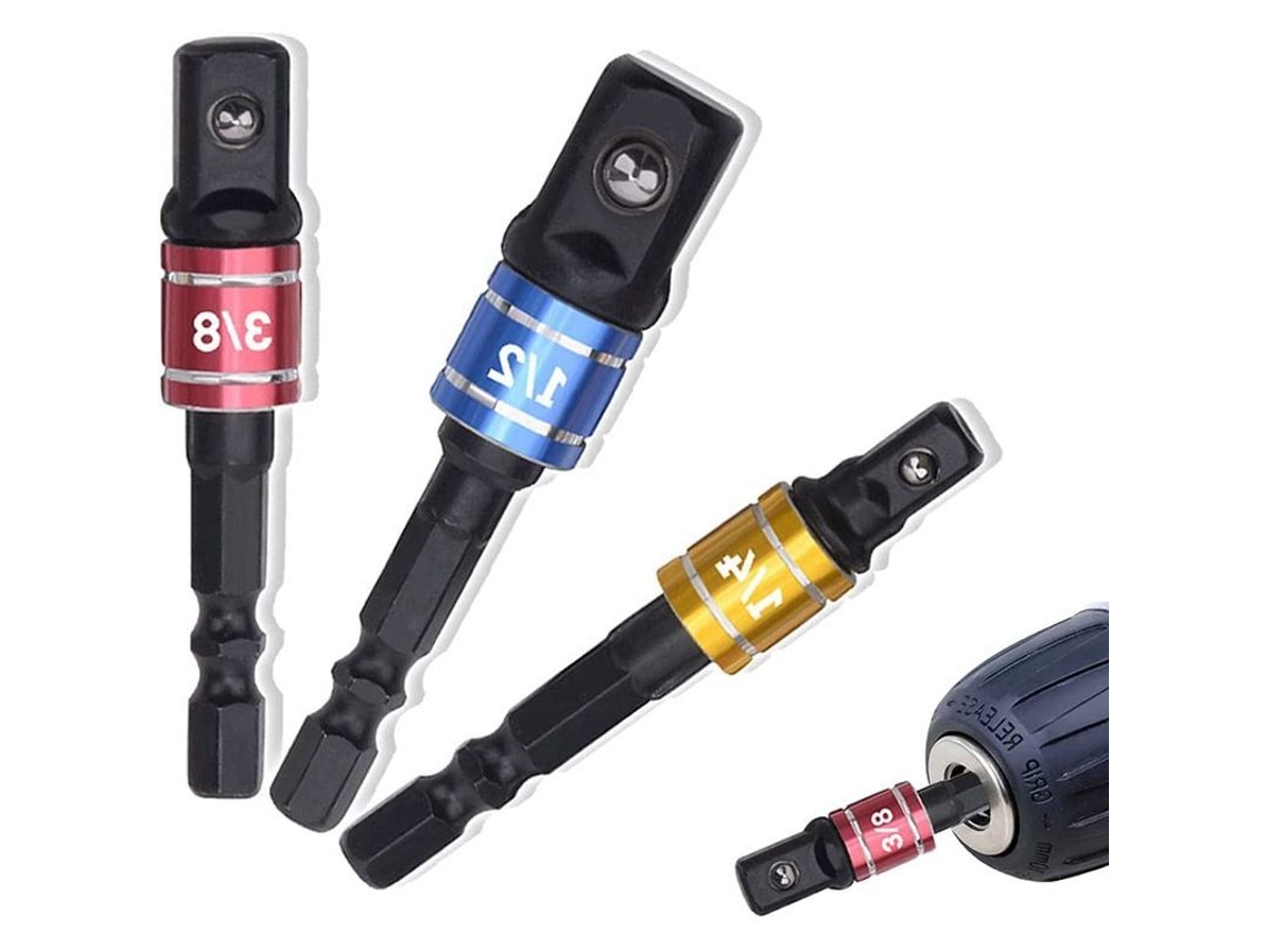 Adaptador de Soquete 1/4 3/8 1/2 para Parafusadeira com Extensões