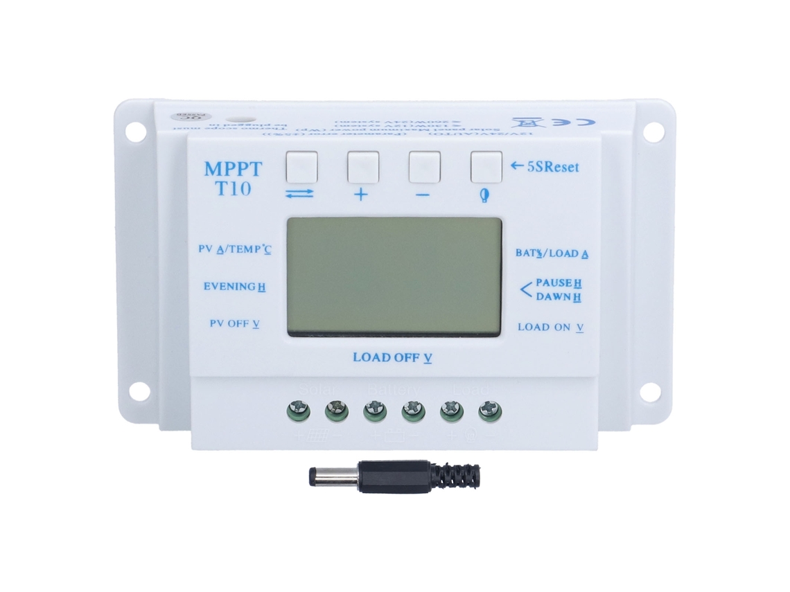 Laxiscreed Controlador Solar De Carga 10a Para 12v/24v Com Painel Lcd