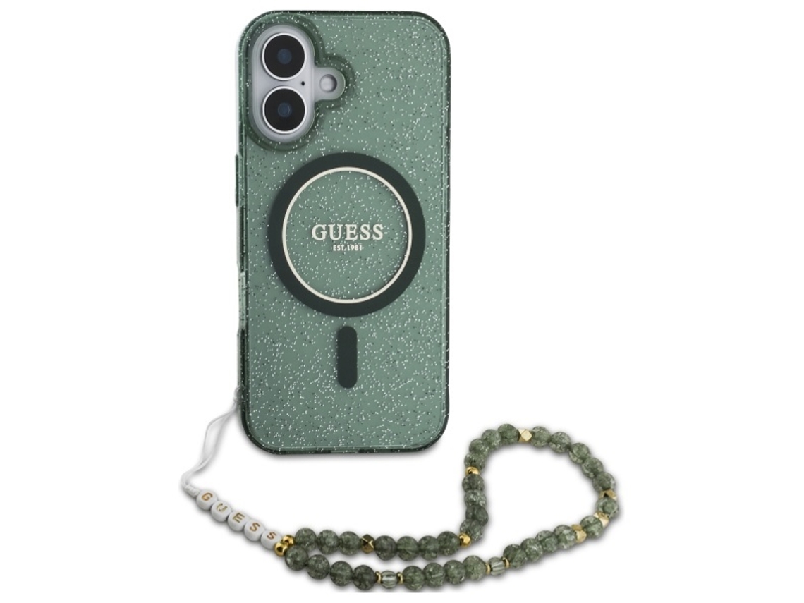 Capa Pega para iPhone 16 GUESS Pele Sintética Rígida Verde