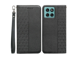 Capa Tipo Carteira Para Motorola Edge 60 Fusion 5g, Com Padrão Xadrez Magnético Forte, Capa Flip De Couro Preta