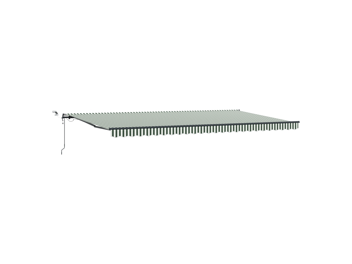 Toldo Retrátil Automático Com Led Verde E Branco Vidaxl Verde Poliéster (600 X 300 Cm)