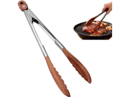 Conjunto De 2 Pinças Madeira Para Grelhar, Com Pontas De Madeira Nogueira, Cabo Longo, Resistentes Ao Calor, Pegas