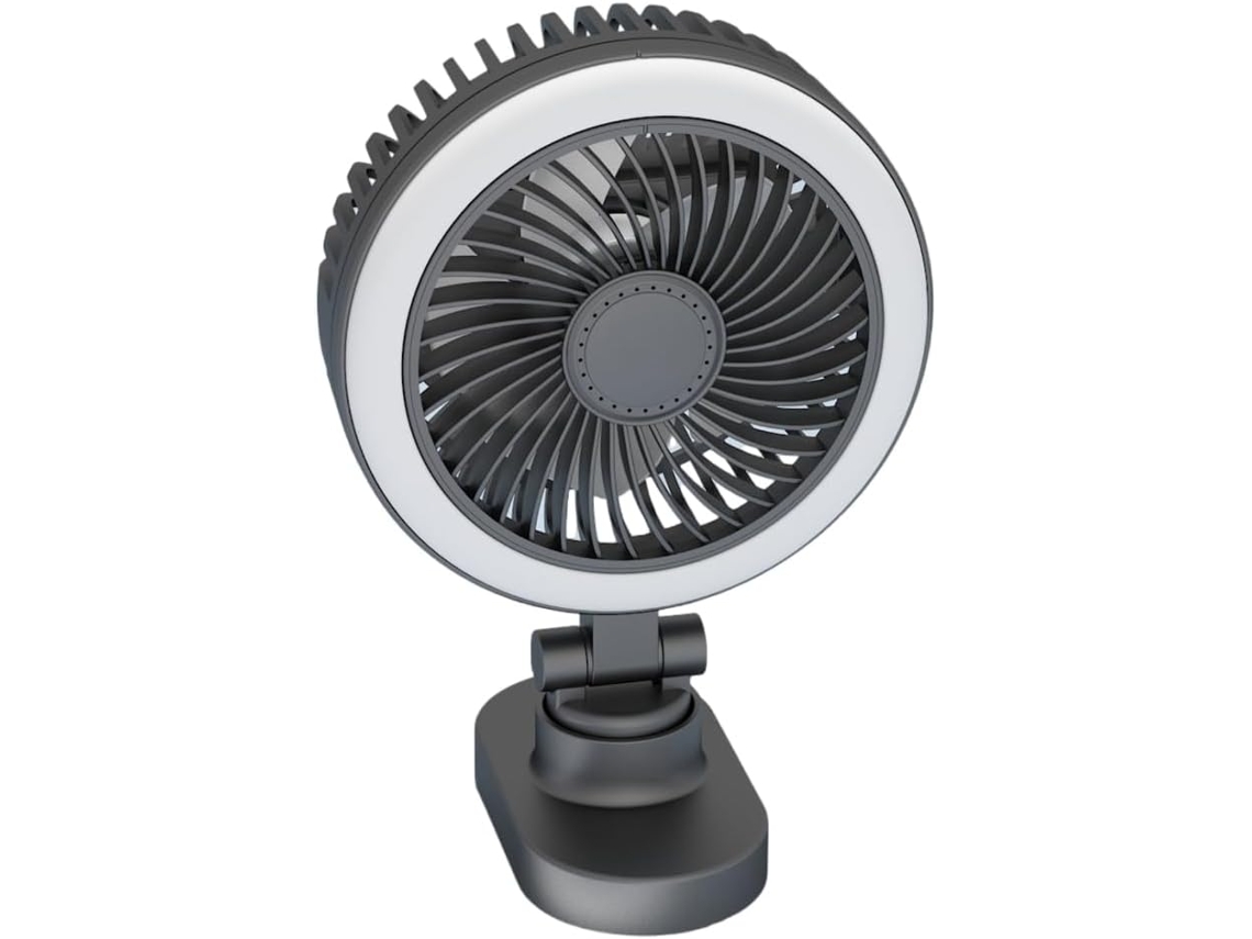Ventilador Portátil Para Camping Com Luz Led, Bateria Recarregável Via Usb De 2000 Mah, 3 Velocidades Para Uso