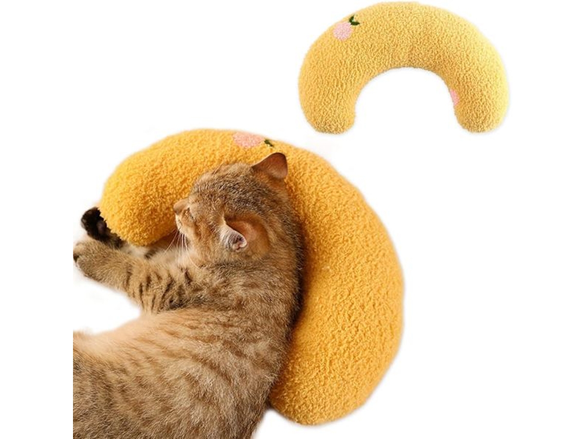 Almofada de Pelúcia AQUAFORGE para gatos, formato U, amarela
