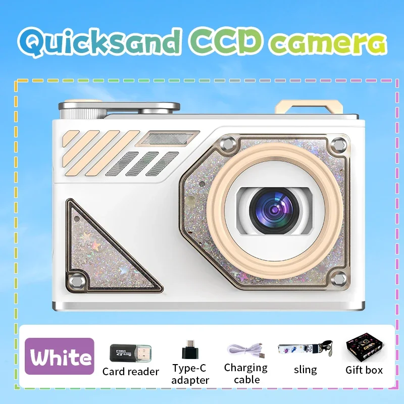 (branco, 128 Gb) Câmera Digital, Tela De 2,8 Polegadas, Zoom Óptico De 5x, Câmera Portátil Ccd Ideal Para Iniciantes, Viagens E Vlogs