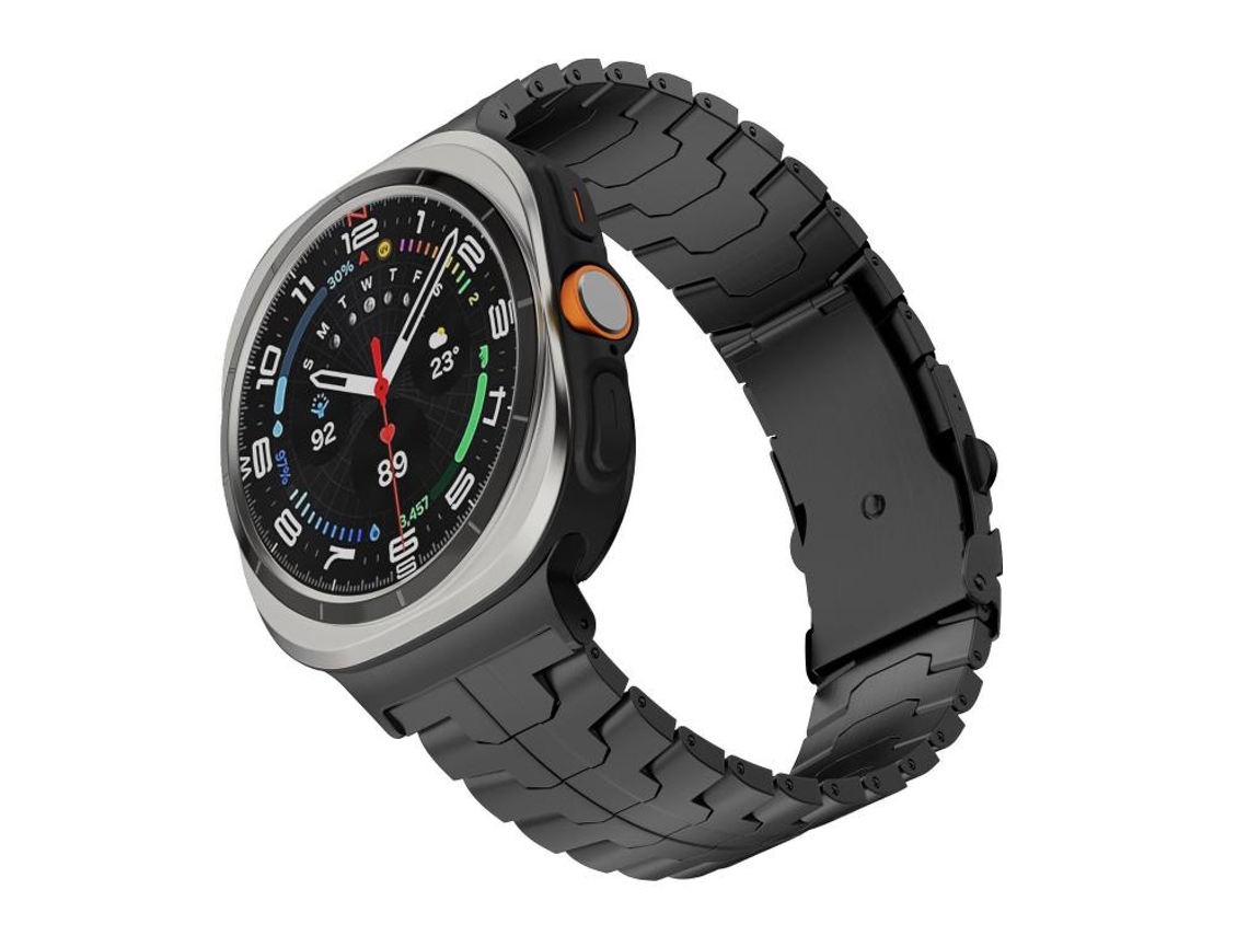 Bracelete para Samsung Galaxy Watch Ultra Liga de Titânio com Fivela de Segurança Dividida Preto XIAOMOYU