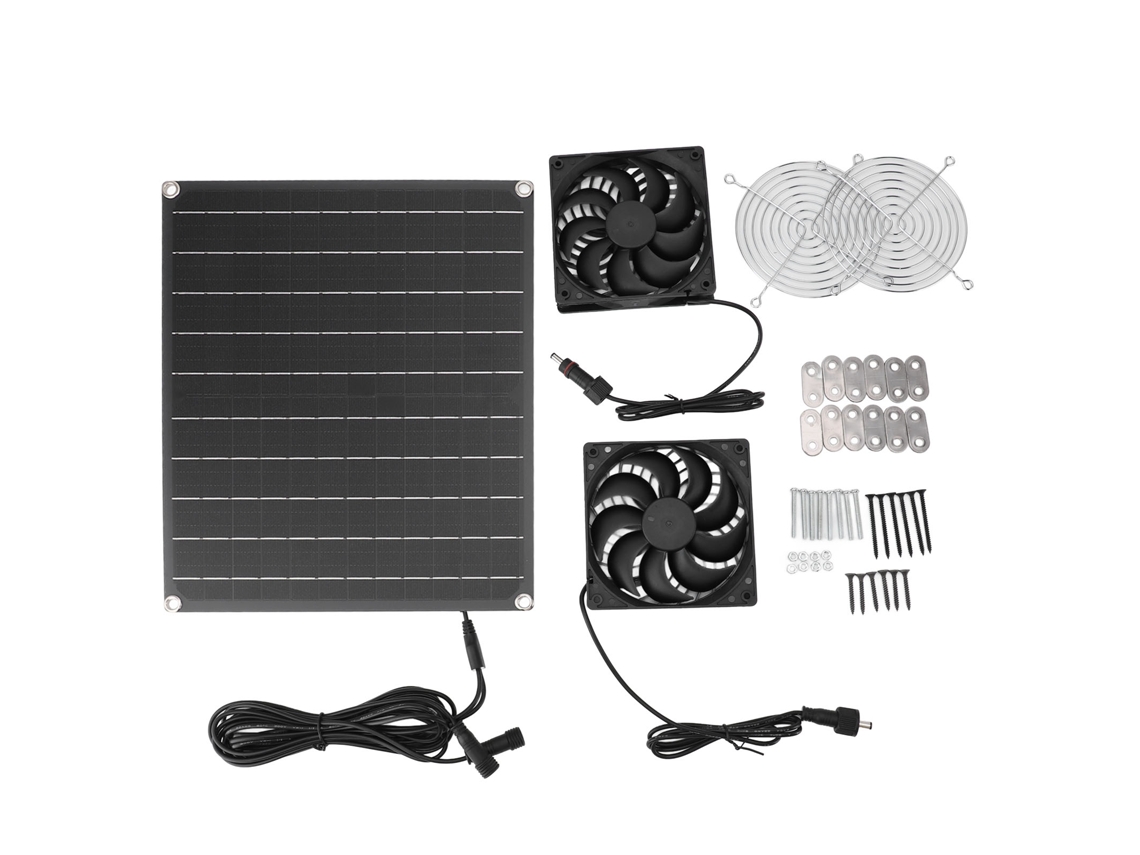 Ventilador de exaustão solar 15W 12V IPX7, painel monocristalino S/MARCA