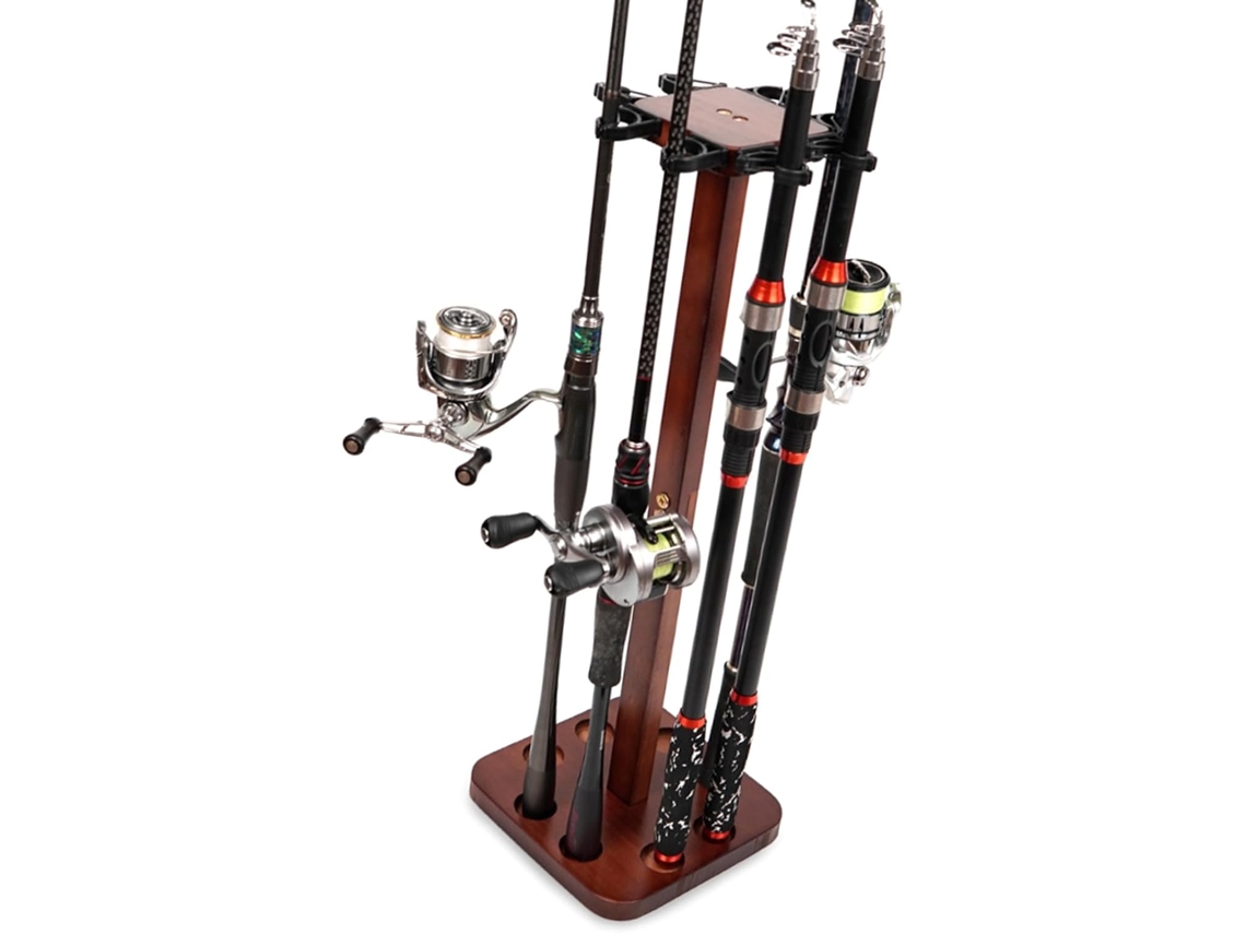 Suporte Vertical para Varas de Pesca Feito de Madeira SFUSHOS