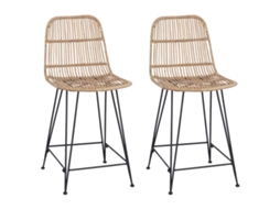 Conjunto 2 Banco De Bar Vidaxl Castanho Vime (44 X 54 X 96 Cm)