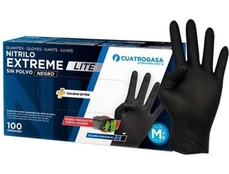 Luvas de Nitrilo CUATROGASA Extreme Lite (Preto - Tam: M)