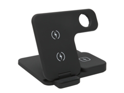 Estación De Carga Rápida 3 En 1 Qi 15w Cargador Inalámbrico Plegable Negro