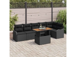 Vidaxl Conjunto De Sofá De Jardim 7 Unid. Preto Rattan Sintético