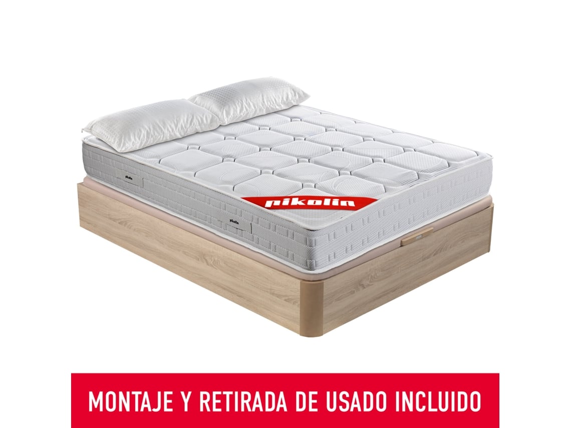 Pack PIKOLIN Sommier Natural + Colchão Molas Ensacadas Wow + Almofada Grátis (150 x 190 - 59 Cm de Altura)