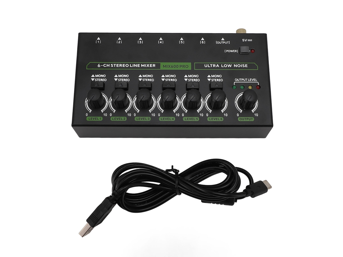 6 Channel Stereo Line Mixer Low Noise Rgb Light Single Channel Driverless Stereo Sound Mixer Sound Card Console LAXISCREED