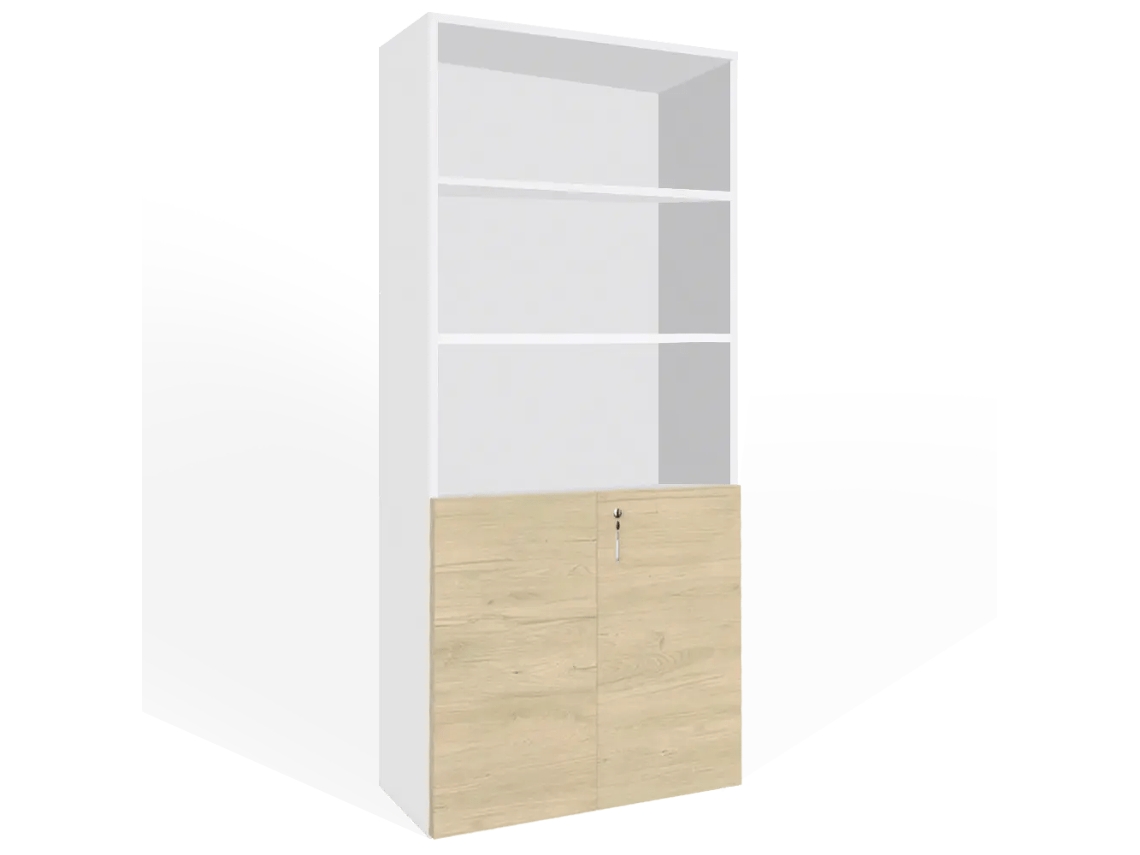 Armário de arquivo com portas baixas. 5 prateleiras. 200 x 90 x 40 cm. Carvalho Branco. OFILIKE
