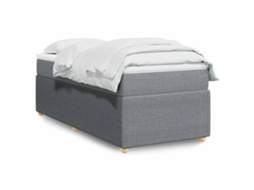 Vidaxl Cama Com Molas/colchão 100x200 Cm Tecido Cinzento-claro