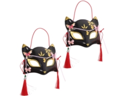 Conjunto De 2 Máscaras De Raposa De Plástico Estilo Japonês.