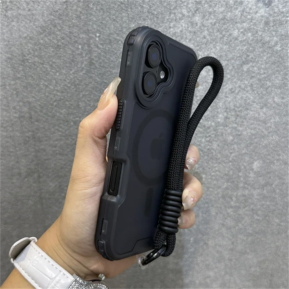 Capa Fosca Para Celular (preta 17pro), Alça De Pulso Colorida, Resistente A Impactos.