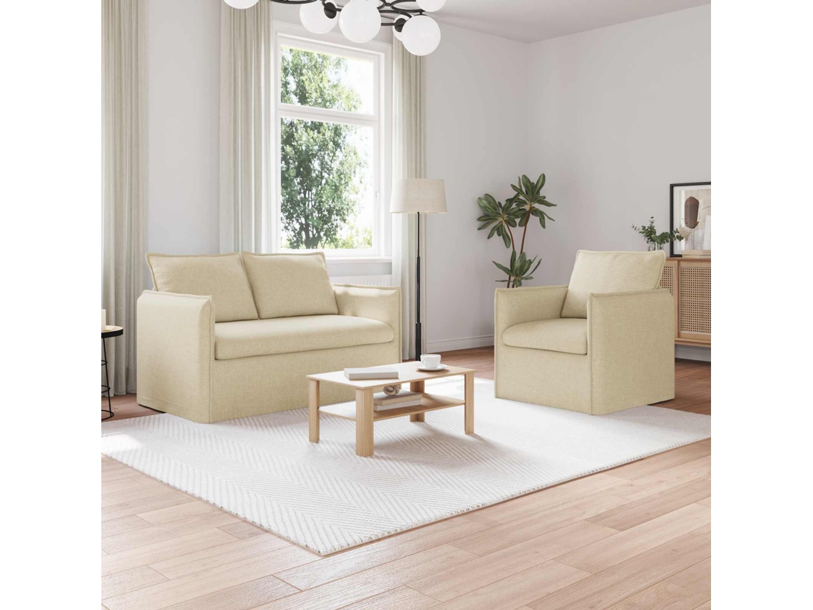 Vidaxl Conjunto De Sofás 2 Unid. Creme Tecido