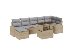 Conjunto 8 Sofá Modular Vidaxl Bege Vime Pe (100 X 55 X 73 Cm)