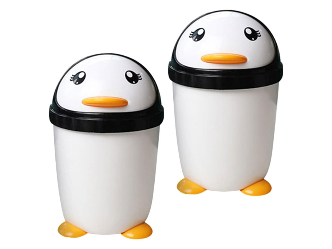 2 Lixeiras de Pinguim com Tampa Basculante, Feitas Pp, Compactas e Grande Capacidade, Lixeira CHABERLU
