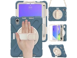 Capa Híbrida De Silicone E Pc Para Ipad Mini 6 / Mini 2024 Com Suporte De Aderência E Alça De Ombro.