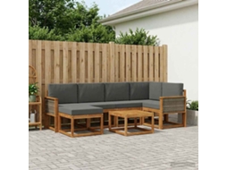 Vidaxl Conjunto De Sofás Para Exterior 7 Unid. Natural E Antracite