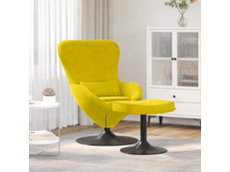 Vidaxl Cadeira Egg Com Puff Amarelo Veludo