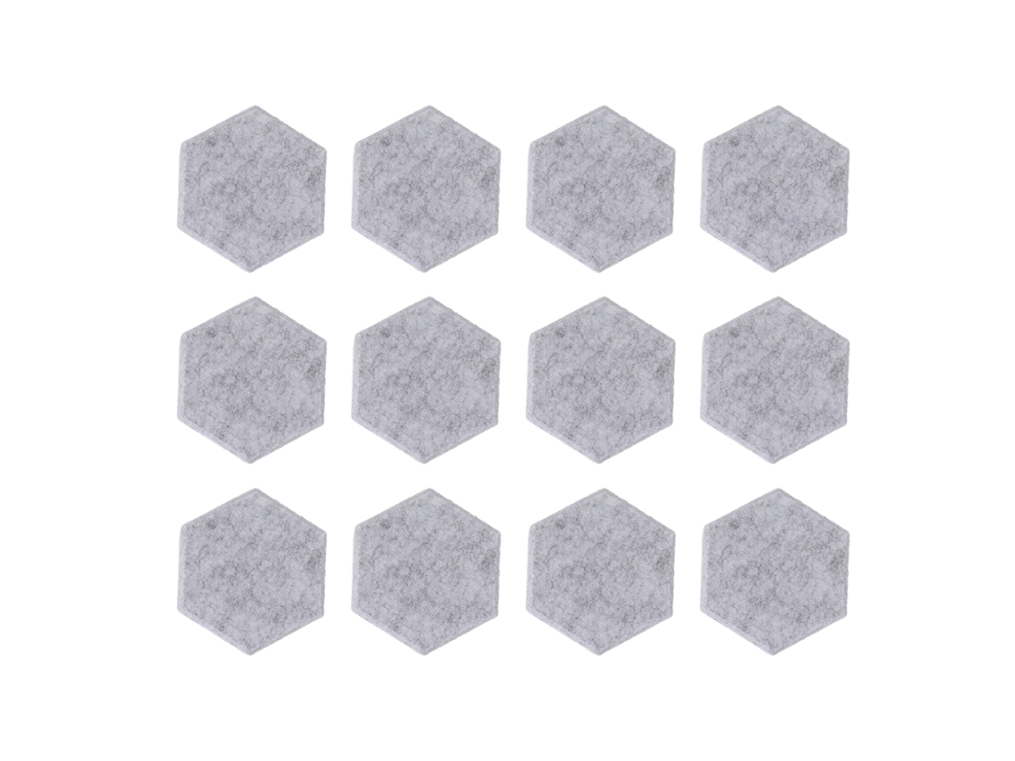 Conjunto de 12 painéis acústicos hexagonais absorção de som 14x12x7cm cinza claro S/MARCA
