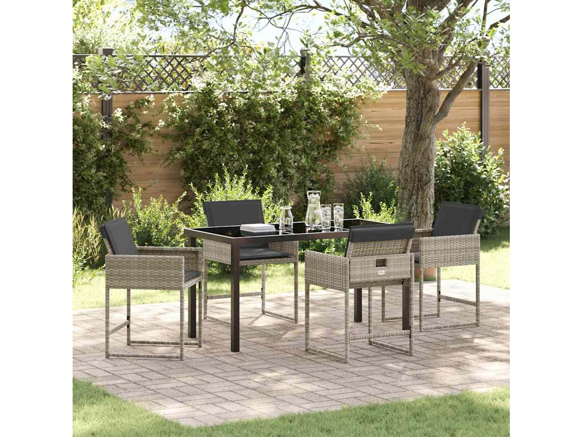 Vidaxl Conjunto de Jantar para Jardim 5 Pcs Cinzento claro Vime Pe