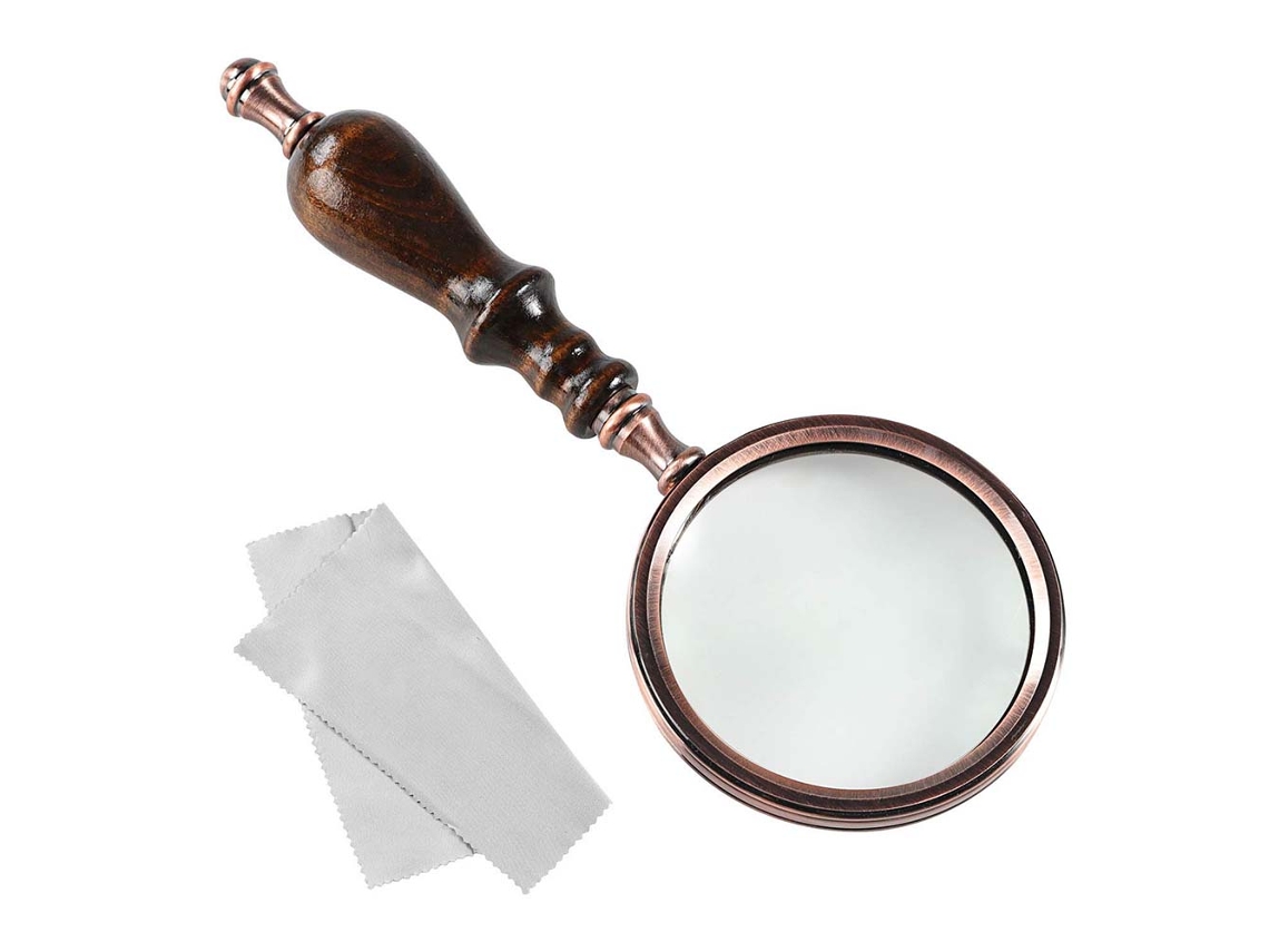 MEOIRUERY Lupa De Mão Com Cabo De Madeira, Lupa Antiga Em Cobre Para Hobbies, Leitura De Idosos E Degeneração Macular 10x