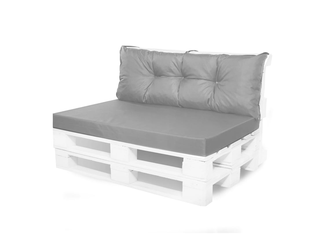 Almofada Palete Almofadas Sofá Jardim Assento 120X80 e Encosto 120X50Cm Cinzento/ Almofada para Paletes Interior/Exterior
