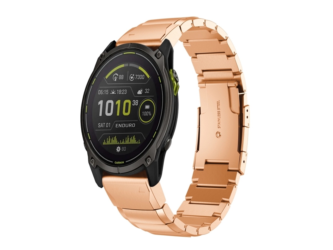 Bracelete para Garmin Enduro 3 Aço Inoxidável Estampa de Casco de Tartaruga Ouro Rosa XIAOMOYU (26mm)