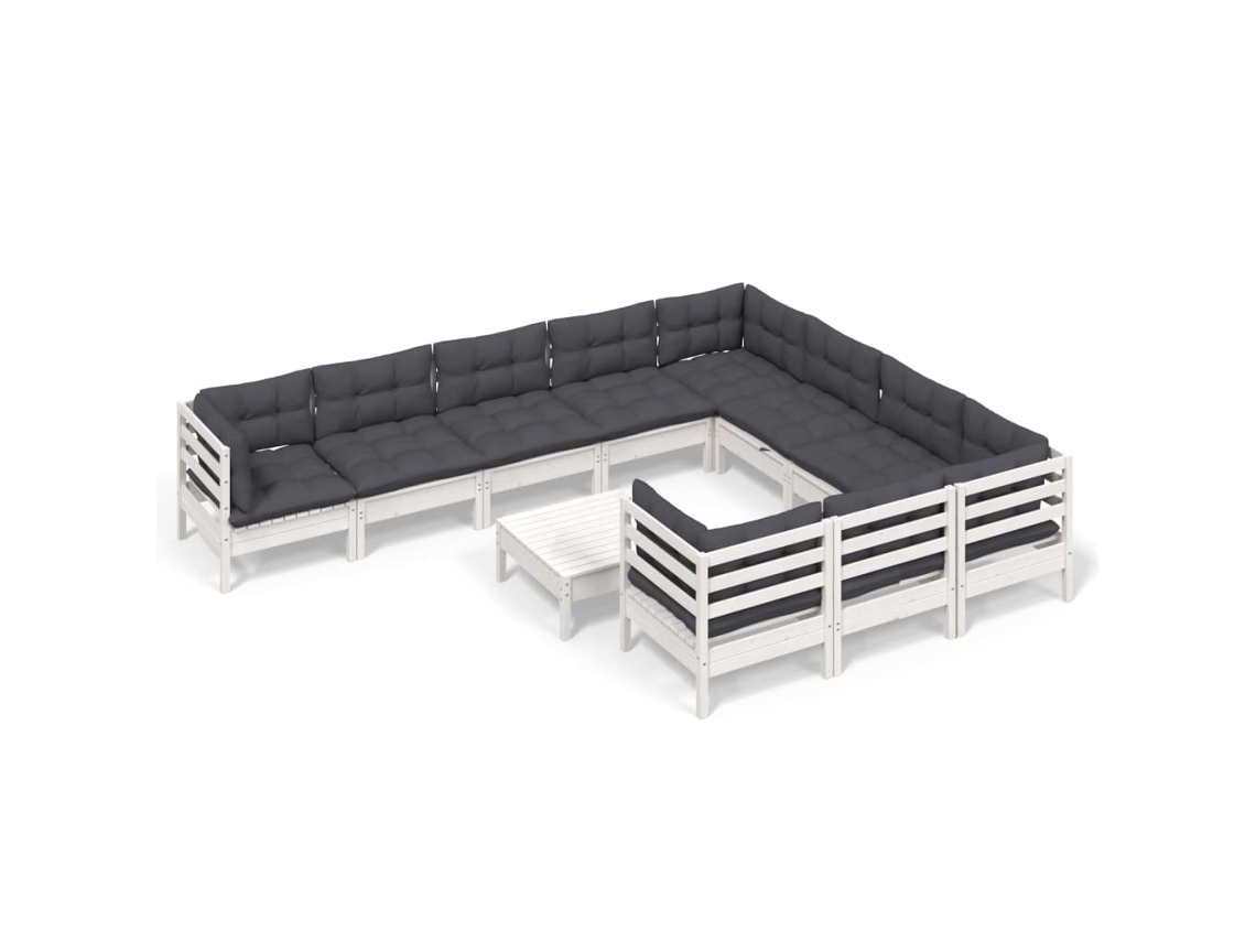 Conjunto de 11 Jardim Lounge com Almofadões Pinho Branco MAISON EXCLUSIVE