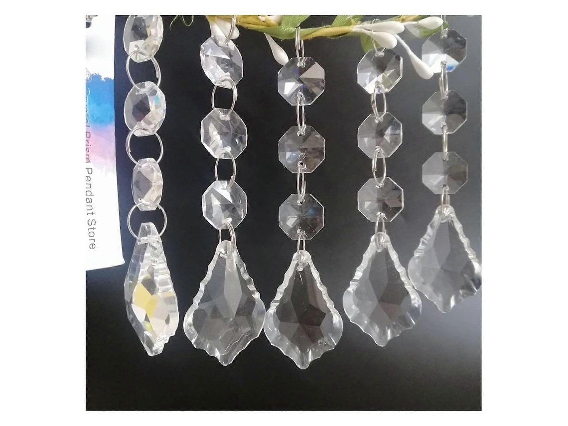 Lustre Prismas De Cristal Pingentes 5pcs Cristal 38mm Maple Leaf Prismas Pingentes Peças