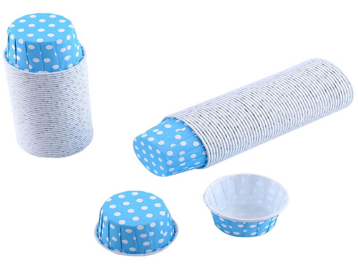 Formas para muffins Lurelia, 100 unidades, azuis, para muffins e cupcakes.