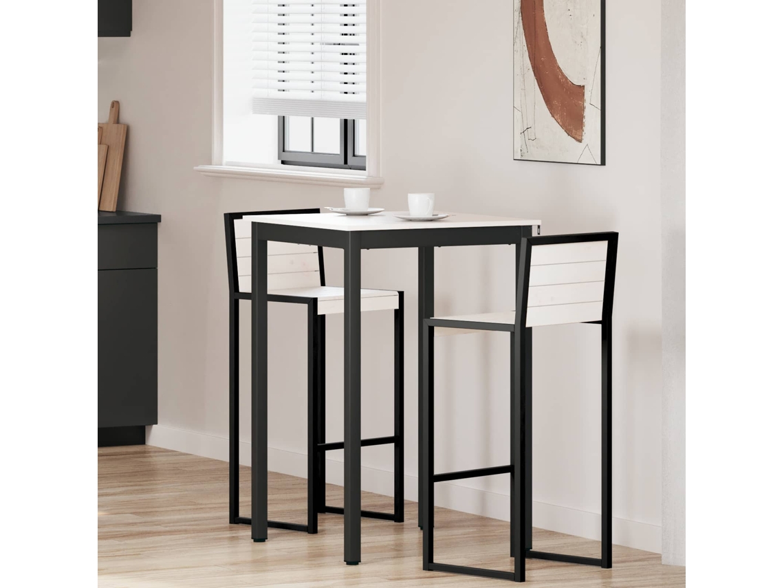 Vidaxl Mesa De Bar Branco 70 X 70 X 105 Cm Madeira De Pinheiro Sólida