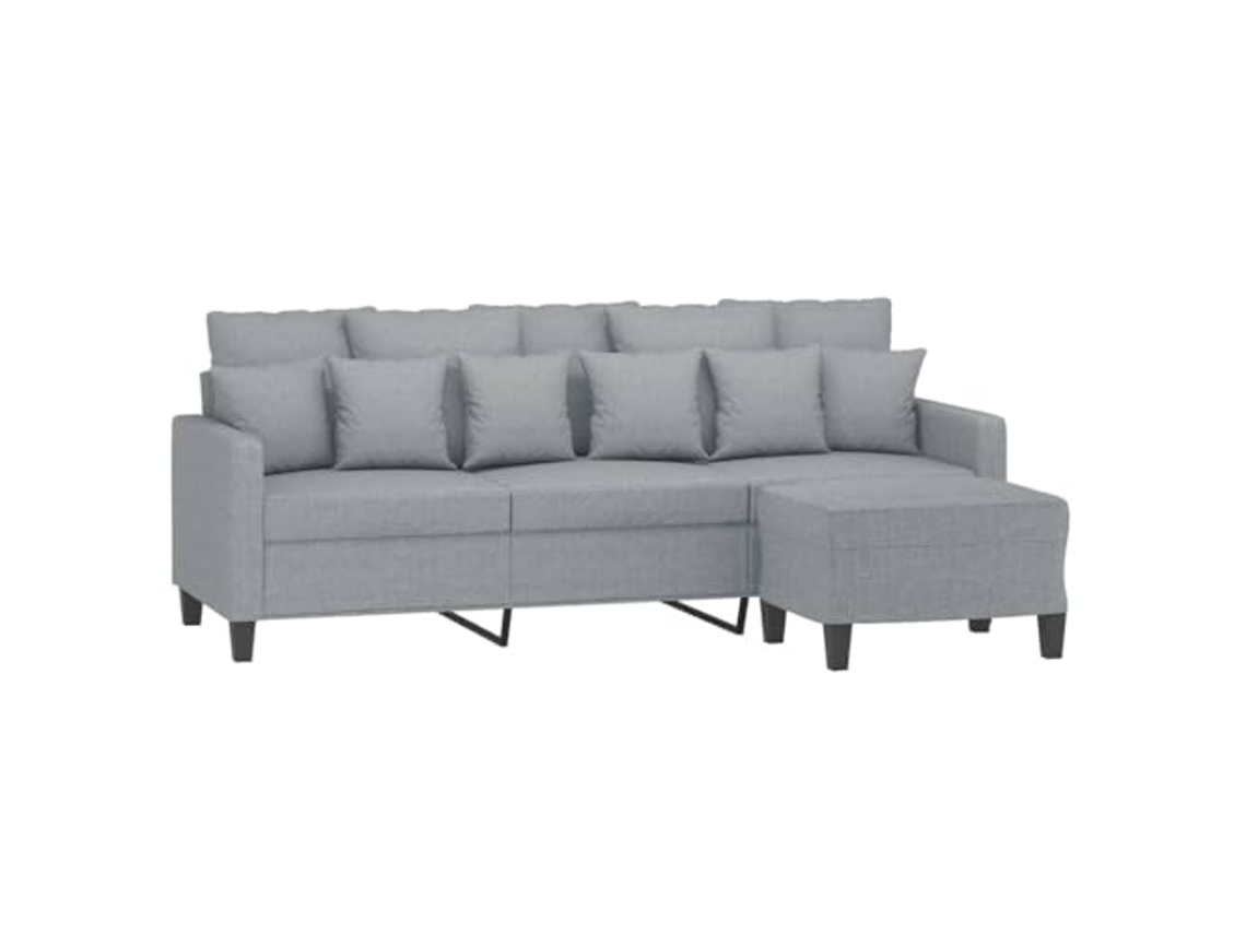 3-seater Sofa With Footstool, 3-seater Sofas With Footstools Vidaxl Cinzeto Tecido (n/a)